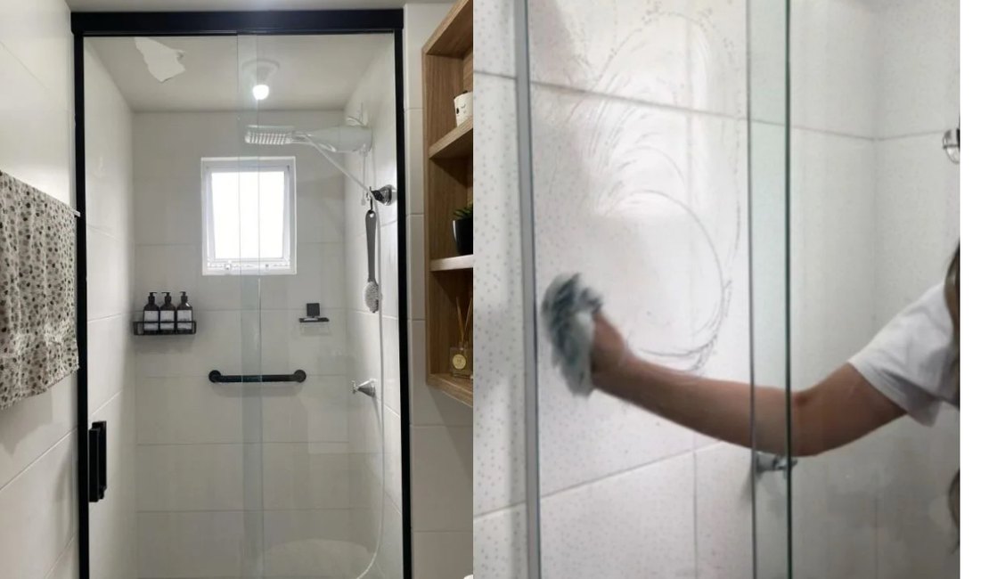 Truque inusitado para limpar box de banheiro com sacola viraliza e choca web