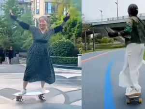 Chinesa de 68 anos quebra estereótipos com talento no skate