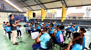 Núcleo de Orquestra Jovem de Maragogi faz apresentação no povoado São Bento
