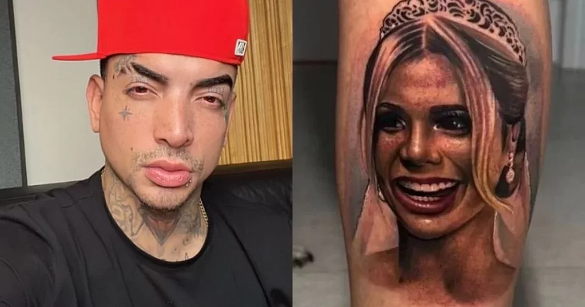 Após término do casamento, MC Guimê cobre tatuagem com o rosto de Lexa