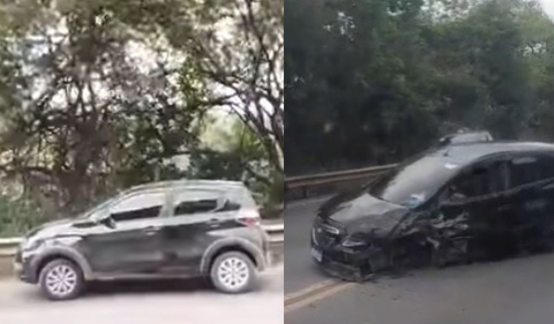 [Vídeo] Colisão entre carros deixa um pessoa ferida na BR-316, em Satuba