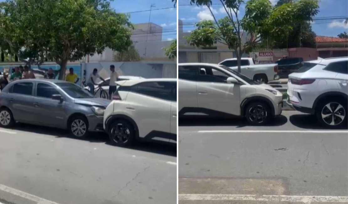 [Vídeo] Acidente provoca engavetamento com quatro carros na Av. Ceci Cunha, em Arapiraca