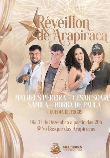 Réveillon de Arapiraca terá shows gratuitos e queima de fogos