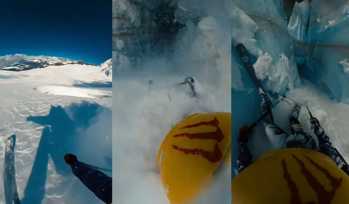 [Vídeo] Esquiador filma própria queda em fenda de gelo na França