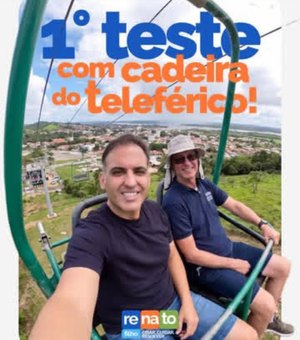 1º Teleférico de AL inicia testes no Pilar; Renato Filho faz primeiro percurso