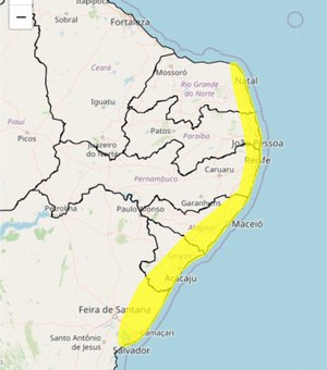 Inmet emite alerta para Alagoas e Maceió já registra alagamentos em várias ruas