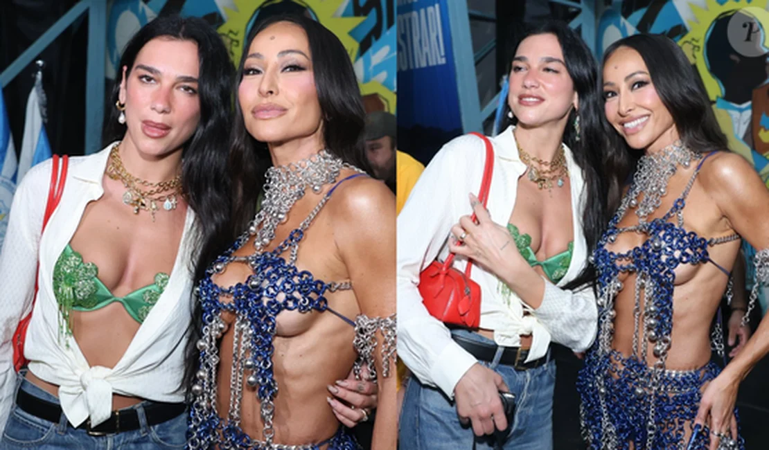 Não é IA: Dua Lipa e Sabrina Sato brilham juntas em ensaio da Vila Isabel