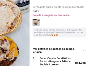 Hamburgueria diz que cliente usou IA para criar barata e pedir reembolso