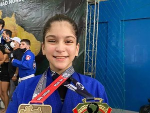 Alagoana é campeã mirim em duas competições de Jiu-jitsu neste final de semana