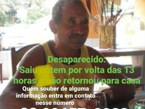 Família pede ajuda para encontrar idoso desaparecido, em Maceió