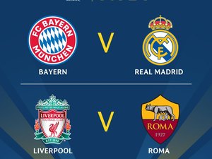 Semifinais da Liga dos Campeões terão Bayern x Real e Liverpool x Roma