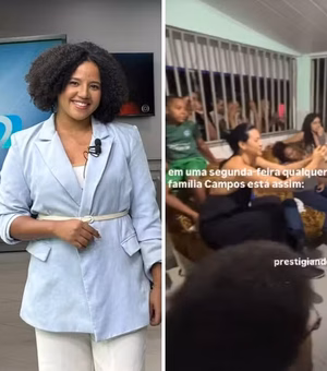 Família viraliza ao comemorar estreia de jornalista na apresentação de jornal