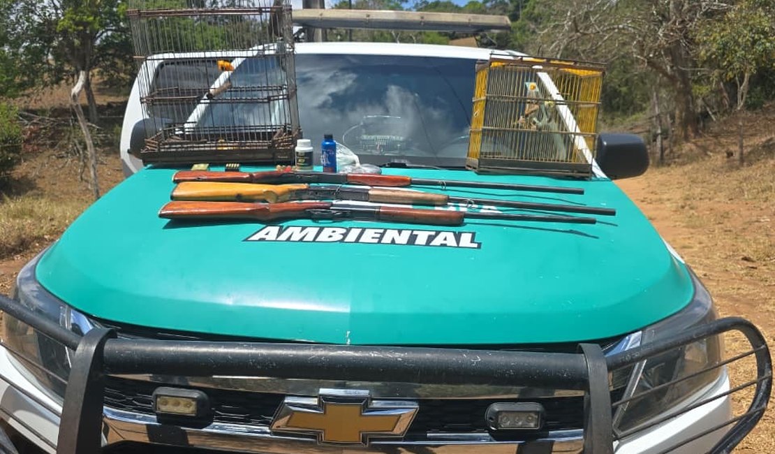 PM-AL apreende armas e resgata aves silvestres durante fiscalização no Agreste
