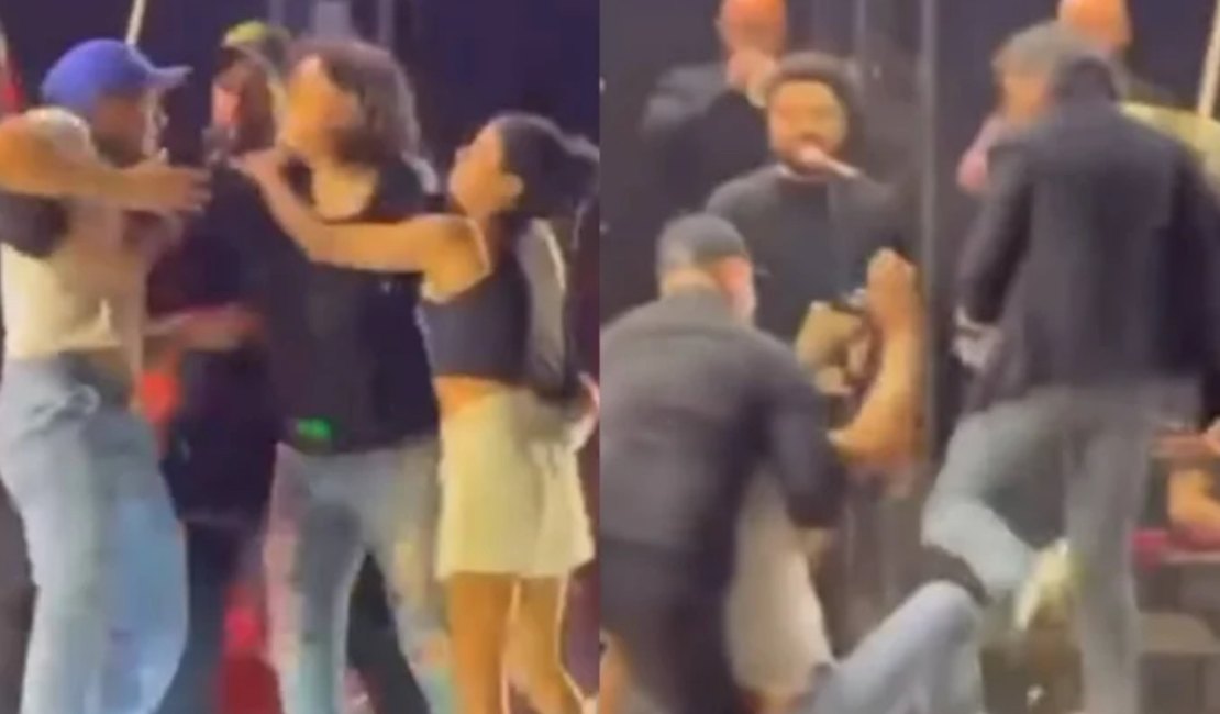 Roberta Miranda chuta homem que invadiu palco em show