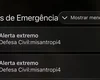 Defesa Civil Nacional envia alerta sonoro extremo a celulares; órgão fala em possível ataque hacker