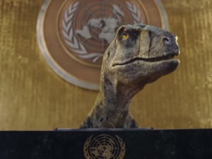 [Vídeo] Dinossauro alerta sobre crise climática em vídeo da ONU