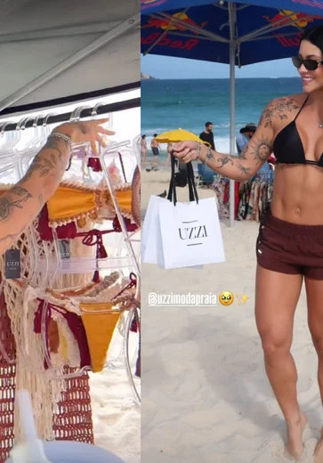 'Não tenho vergonha de trabalhar': namorada de Belo vende biquínis na praia