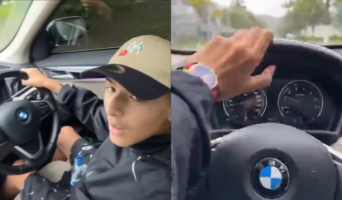 Aos 13 anos, Gabb MC ignora leis e surge dirigindo carro sem CNH: 'Tem que mostrar'