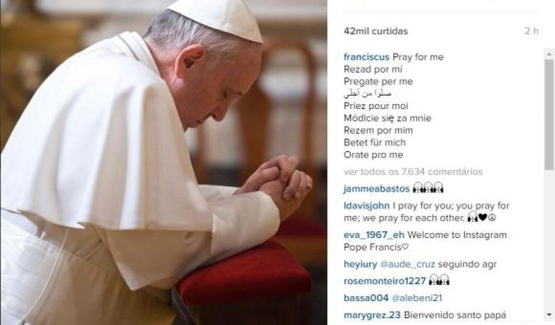 Papa Francisco estreia conta no Instagram