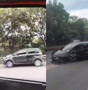 [Vídeo] Colisão entre carros deixa um pessoa ferida na BR-316, em Satuba