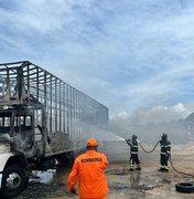 [Vídeo] Caminhão-baú incendeia em São José da Coroa Grande