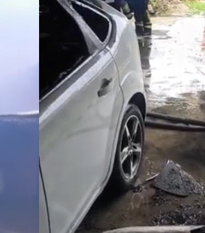 Carro fica destruído após incêndio na garagem de residência na Ponta Grossa
