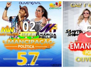 Site mostra as duas opções apresentadas como atrações oficiais da Festa de Emancipação Política de Olivença