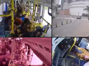 Passageiros voam dentro de ônibus antes de engavetamento em São Paulo