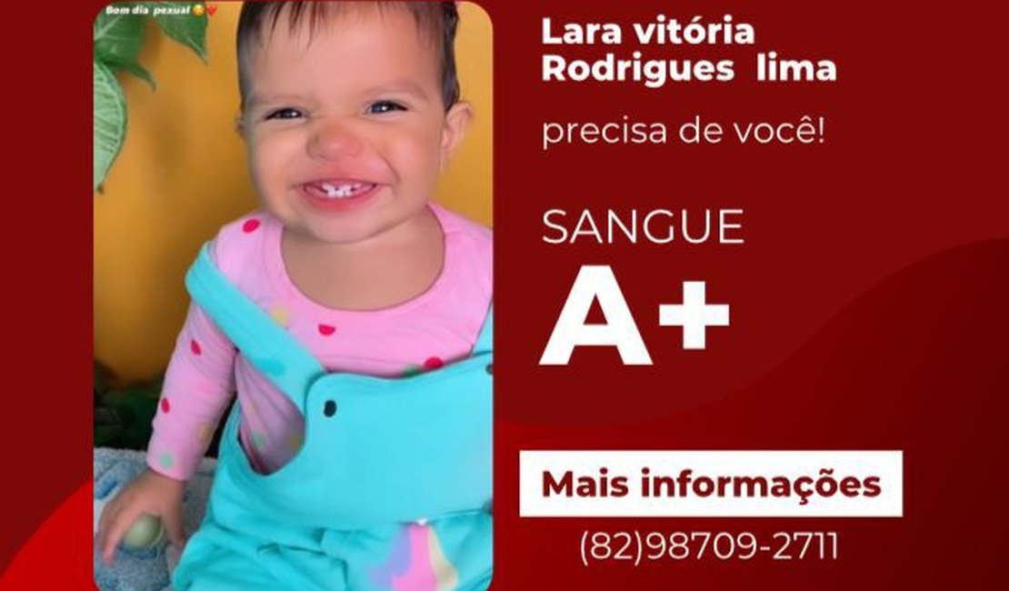 Bebê precisa de doação de sangue para cirurgia cardíaca em Maceió