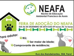 Neafa promove feira de adoção neste sábado