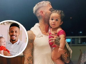 Gui Araújo posa com filha de Karoline Lima e fãs reagem: 'Militão está espumando uma hora dessa'