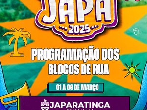 Prefeitura de Japaratinga divulga programação dos blocos carnavalescos