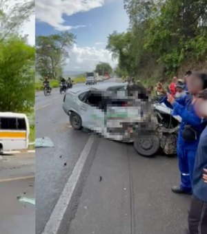 Colisão entre micro-ônibus e táxi deixa dois mortos na BR-316, em Satuba