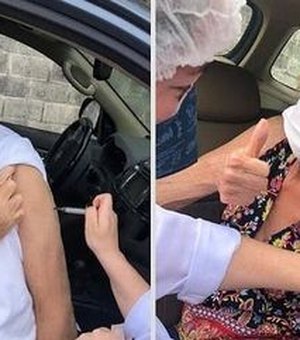 Tarcísio Meira e Glória Menezes recebem 2ª dose da vacina