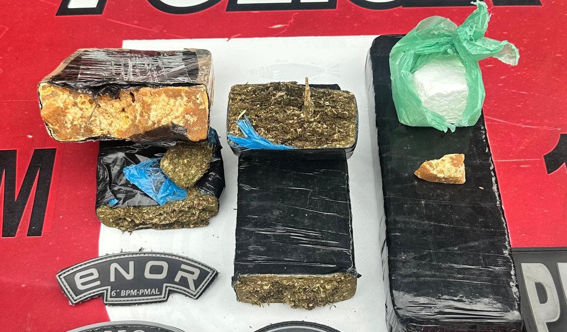 Jovem é preso com maconha, crack e cocaína na BR-101, em Flexeiras