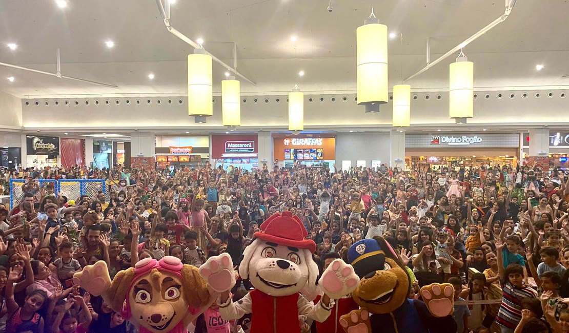 Show gratuito da Patrulha Canina reúne cerca de 3 mil pessoas no Arapiraca Garden Shopping