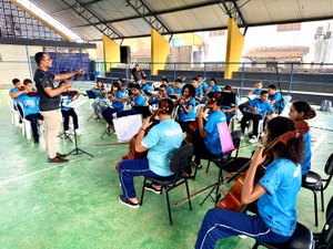 Núcleo de Orquestra Jovem de Maragogi faz apresentação no povoado São Bento