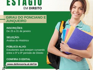 Defensoria Pública abre inscrição para seleção de estágio em Direito em cidades do Agreste