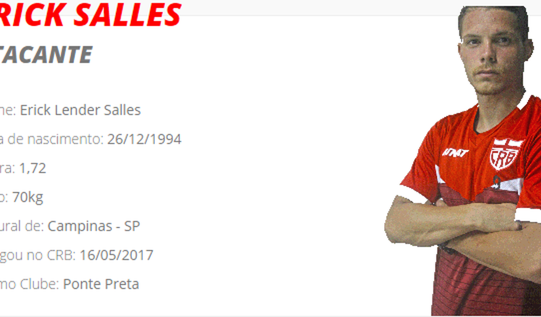 Atacante Erick Salles deixa CRB e se junta a Lúcio Maranhão em clube de Portugal 