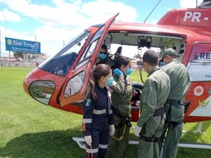 Helicóptero do SAMU é usado na transferência de paciente com AVC em Delmiro Gouveia
