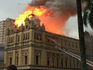 Incêndio atinge Museu da Língua Portuguesa
