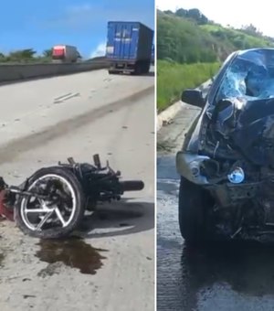 [Vídeo] Motociclista morre após trafegar na contramão e colidir com carro no Pilar