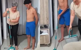Mãe ensina filho a 'farmar aura' em casa e vídeo viraliza; confira o tutorial