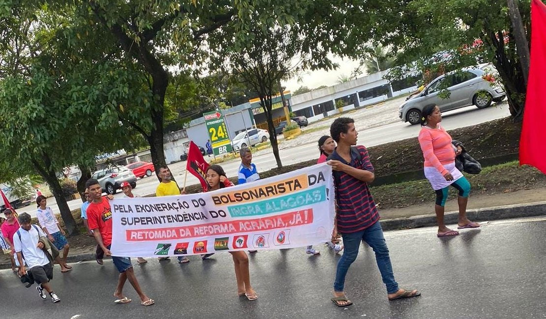 Protesto do MST ocorre no Centro de Maceió