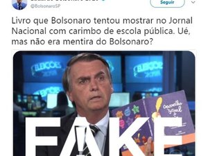 É #FAKE que livro citado por Bolsonaro no JN é o que aparece com carimbo de escola de Maceió