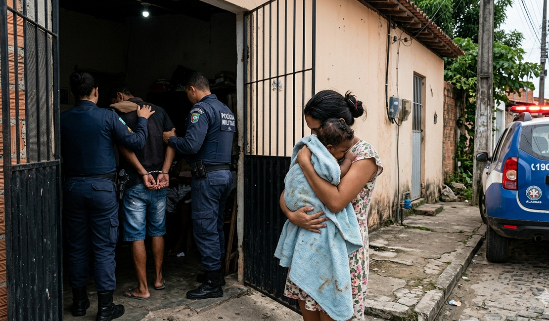Homem é preso após agredir esposa com socos e tapas enquanto ela segurava bebê
