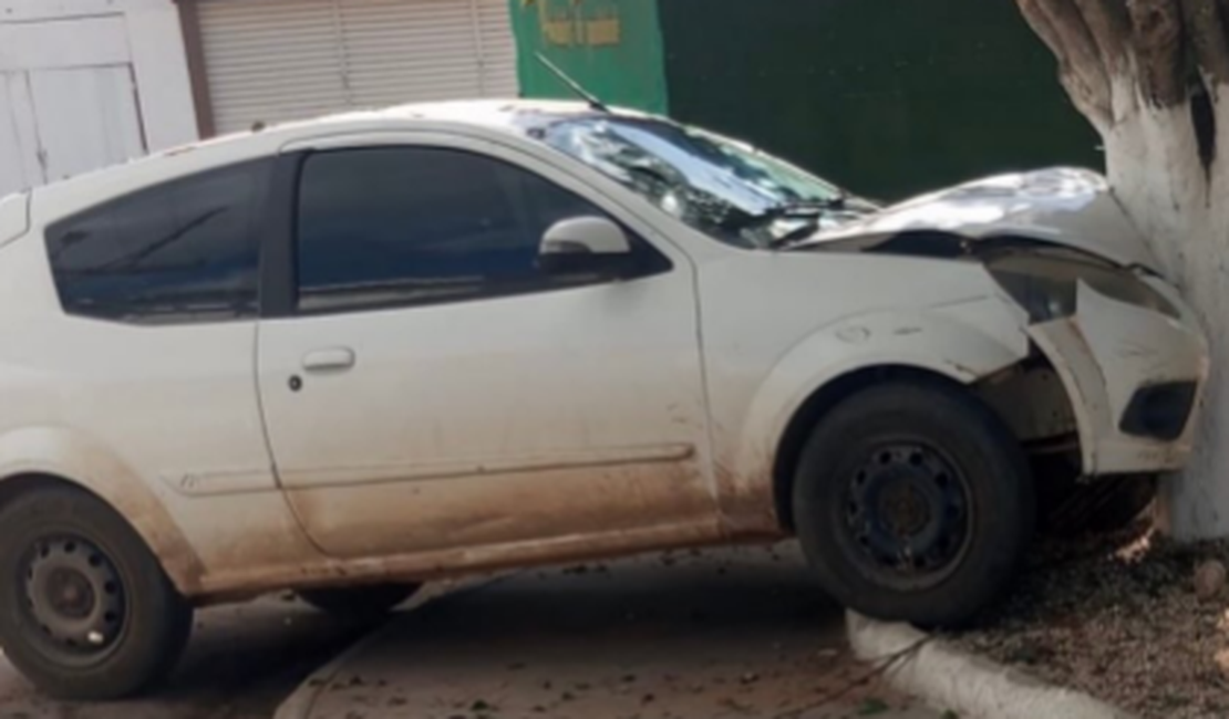 Carro invade praça e colide contra árvore no Centro de Craíbas