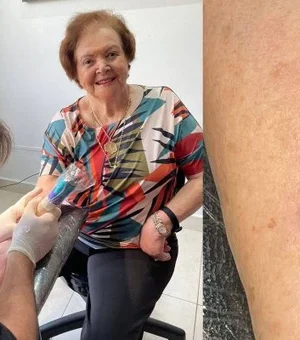 Aos 91 anos, idosa faz 1ª tatuagem para pagar promessa: “Nem doeu”