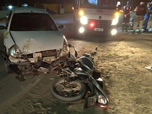 Colisão frontal entre carro e moto é registrada em Marechal Deodoro