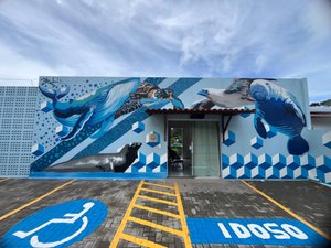 Leôncio, elefante-marinho morto em AL, é homenageado em mural do Biota